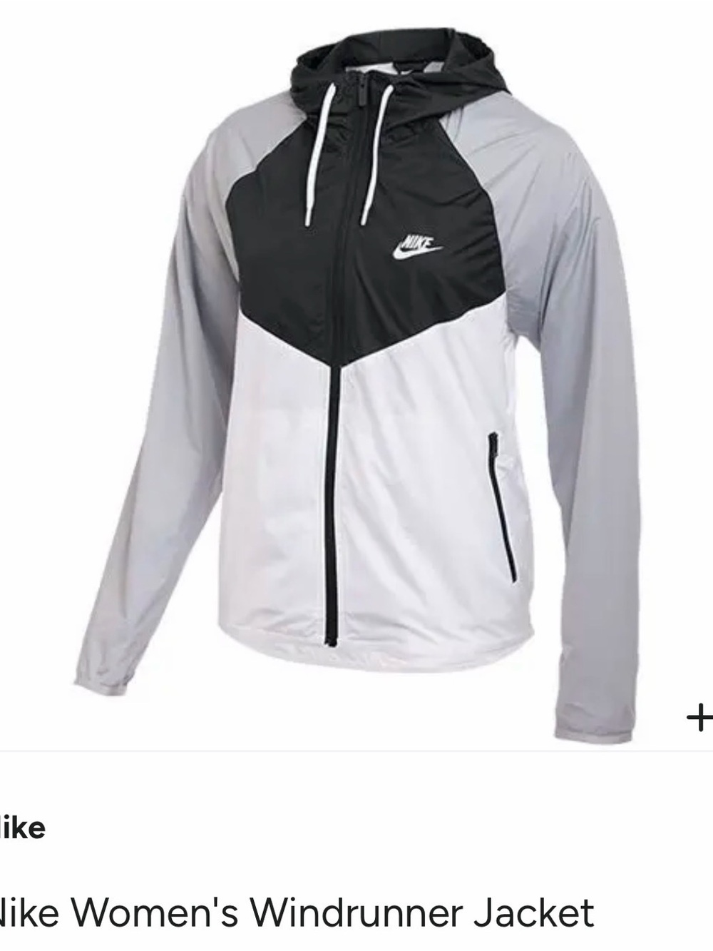 Nike Women's Colorblock Hooded Windbreaker Jacket - Black, Light Gray & White